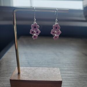 Pink Floral Drop Earrings